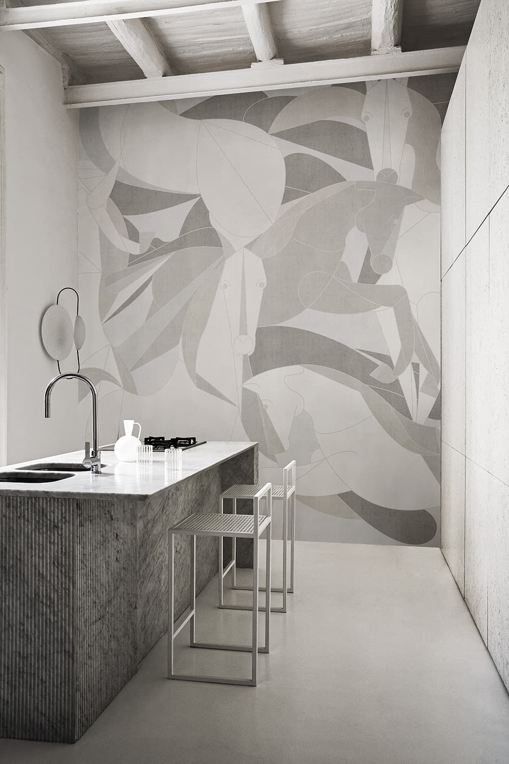 Murgese Horses by Jon Iubler, in a room