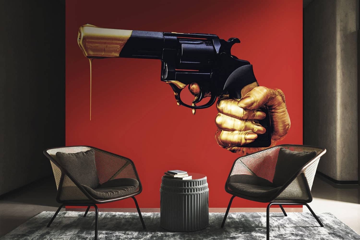 NO ARMY by TOILETPAPER, in a room