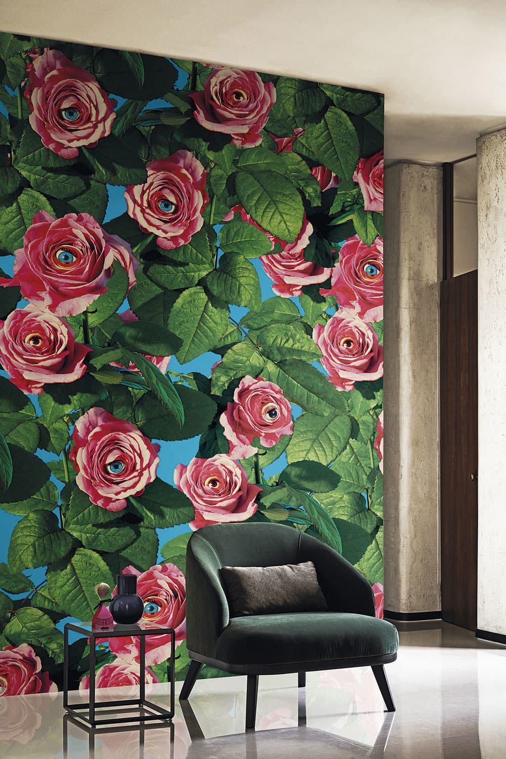 EYES & ROSES by TOILETPAPER, in a room