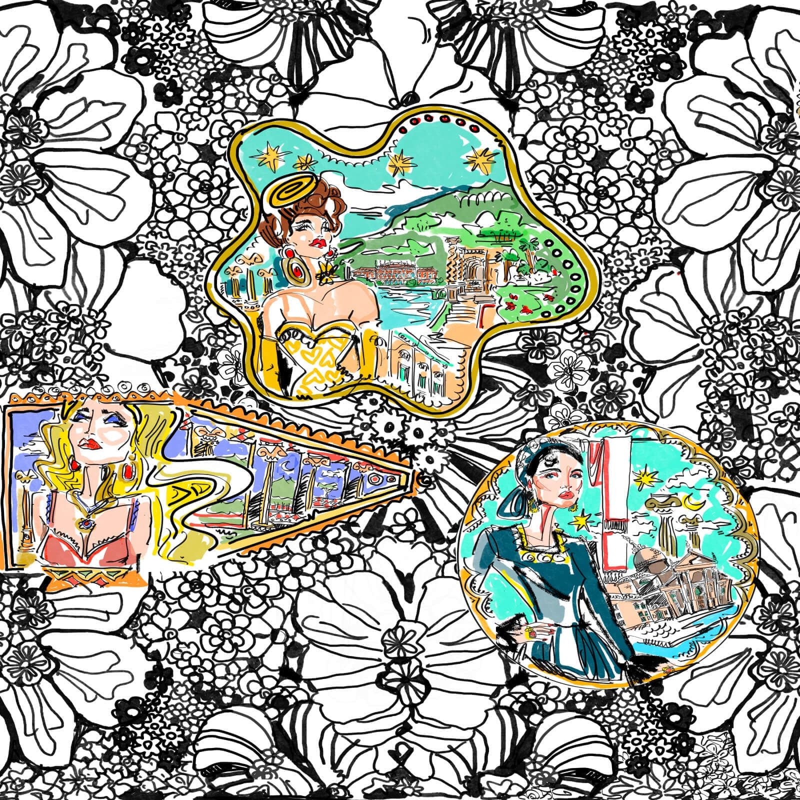 Surrealist Flowerite by Zambaiti Parati